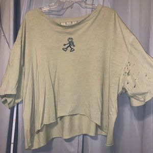 vintage cropped life is good tee; distressed